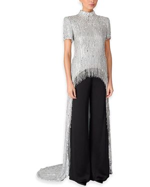 Jenny Packham Zea Sequin-Embellished Top - Black