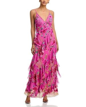 CAMILLA Silk Asymmetric Ruffled Dress - Pink