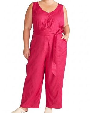 UNIVERSAL STANDARD Plus Matilda Linen Jumpsuit - Red