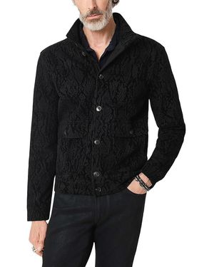 John Varvatos Montecarlo Cotton Stand Collar Patterned Jacket - Black