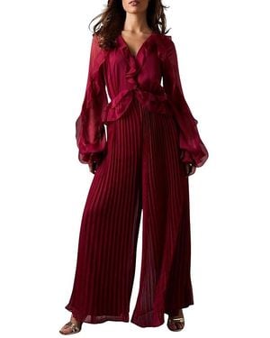 Coast Soft Chiffon Frill Jumpsuit - Red