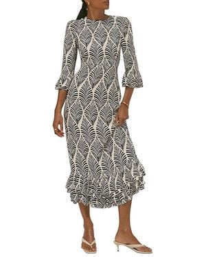 white christmas dresses Samuel Printed Ruffled Midi Dress – Maggy London main image 1