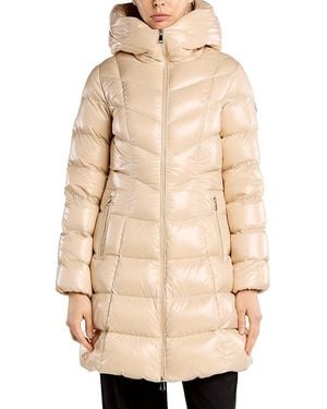 Moncler Marusse Hooded Mid Length Down Jacket - Natural