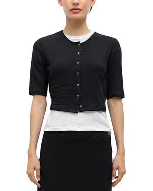 Leset Lauren Mid Sleeve Cardigan Sweater - Black