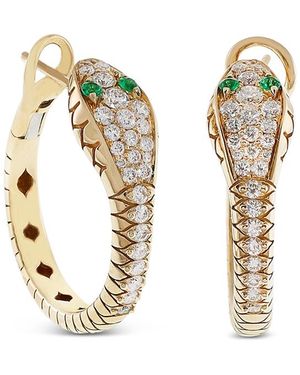 Crivelli 18K Serpent Diamond & Emerald Snake Hoop Earrings - Metallic