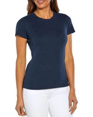 Three Dots Cotton Short Sleeve Crewneck Tee - Blue
