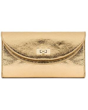 Sandro Mambo Metallic Leather Clutch - Natural