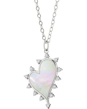 Monica Rich Kosann Sapphire & Mother Of Pearl Love Heart Necklace, 17 - White