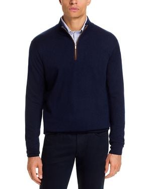 Peter Millar Autumn Crest Suede Trim Quarter Zip Sweater - Blue