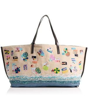 STAUD Christos Embroidered Large Beach Tote - Multicolor