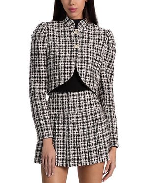 Alice + Olivia Ilaria Cropped Tweed Jacket - Black