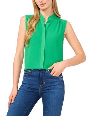 Cece Stand Collar Sleeveless Blouse - Green