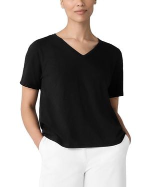 Eileen Fisher V Neck Short Sleeve Tee - Black