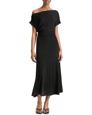 Vince Matte Jersey Off-The-Shoulder Midi Dress - Black