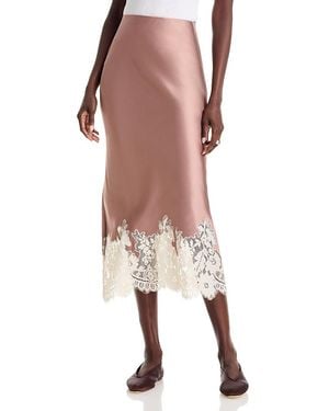 a.ren A. Ren Celeste Contrast Lace Midi Skirt - Pink