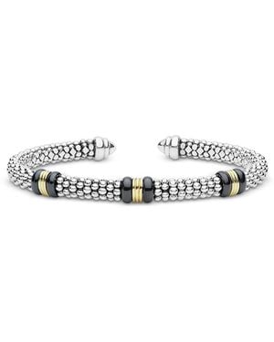 Lagos Sterling & 18K Caviar Cuff Bracelet - White