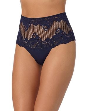 Le Mystere Lace Allure High Waist Thong - Blue
