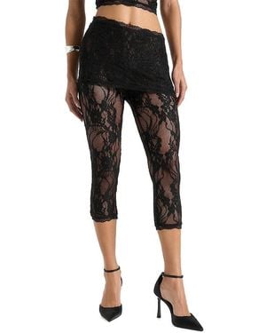 Manière De Voir Aimee Lace Asymmetric Capri Leggings - Black