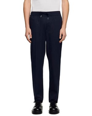 Sandro Alpha Cotton Blend Straight Leg Drawstring Pants - Blue