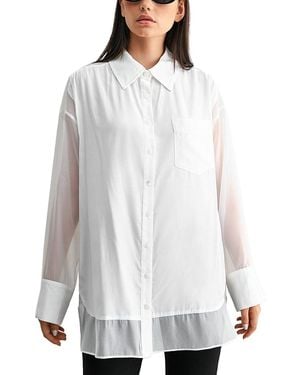 Luvee Mable Organza Contrast Oversized Shirt - White