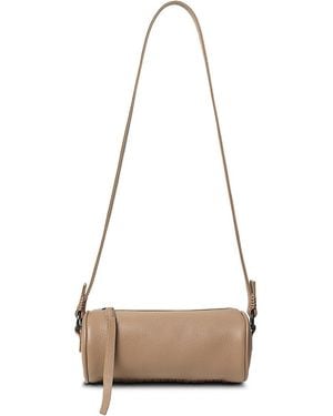 Callista Mini Barrel Bag Grained Leather - Natural