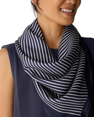 Eileen Fisher Striped Silk Twill Printed Bandana - Blue