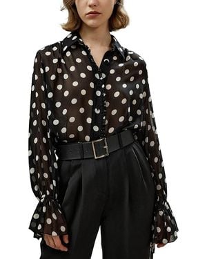 LILYSILK Polka Dots Georgette Blouse - Black