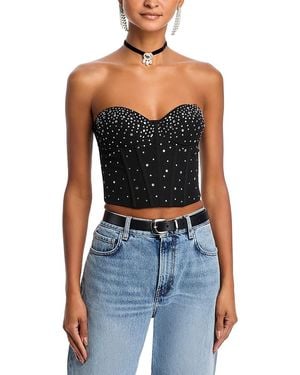 Aqua Crystal Strapless Bustier Top - Black