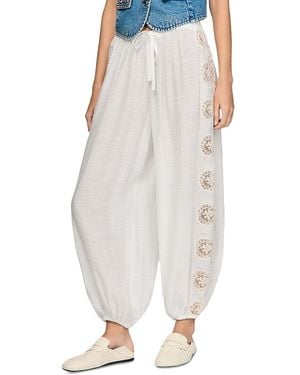 Sandro Crinkled Wide Leg Pants - White