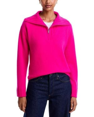 Aqua Cashmere Half Zip Sweater - Pink