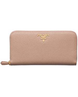 Prada Large Saffiano Leather Wallet - Natural