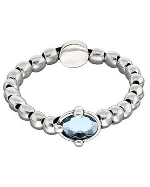 Uno De 50 Sterling Plated Ball Elastic Bracelet With Faceted Crystal - Metallic