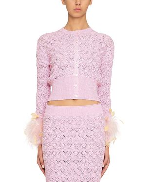 Des Phemmes Des_Phemmes Openwork Cardigan Sweater - Pink