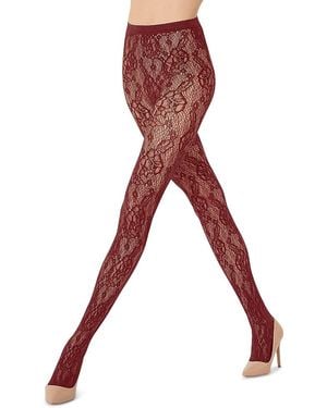 Wolford Infinite Rose Net Tights - Red