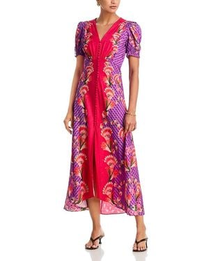 Saloni Lea Silk Dress - Red