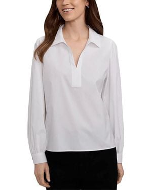 Foxcroft Alix Johnny Collar Top - White