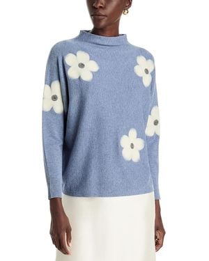 Sioni Embroidered Funnel Neck Sweater - Blue