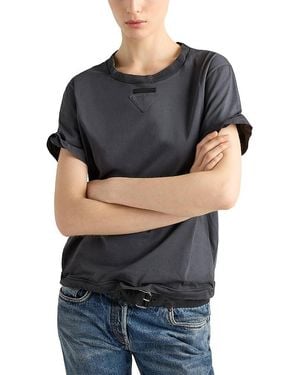 Prada Shapeable Garment-Dyed Jersey T-Shirt - Black