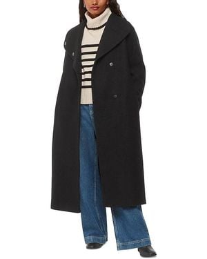 Whistles Petite Morgan Funnel Neck Wool Coat - Blue