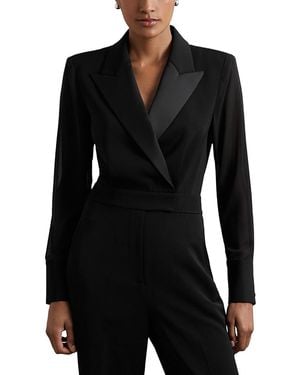 Reiss Perla Sheer Sleeve Jumpsuit - Black