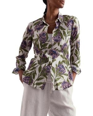 Seasalt Cornwall Larissa Crinkled Cotton 3/4 Sleeve Shirt - Gray