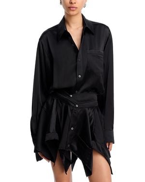 T By Alexander Wang Alexanderwang. T Silk Cut Off Double Shirt Dress - Black