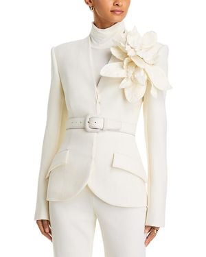 Sergio Hudson Wool Blend Collarless Blazer - White