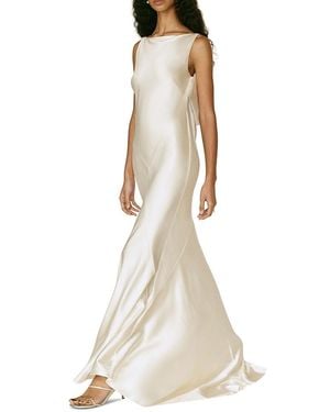 Reformation Isabelle Silk Draped Back Gown - White