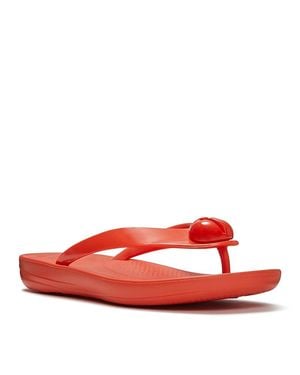 Fitflop Iqushion Glossy Button Sandals - Red