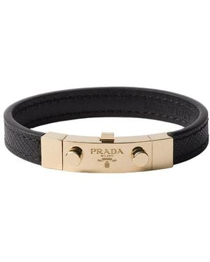 Prada Saffiano Leather Bracelet - Black