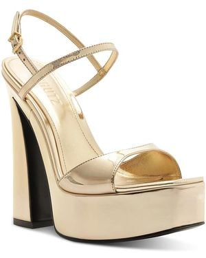 SCHUTZ SHOES Arlene Patent Platform Sandals - Metallic