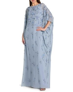 Mac Duggal Floral Embellished Trapeze Dress - Blue