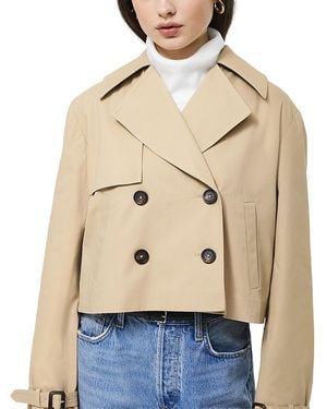 French Connection Cropped Twill Trench Coat - Blue