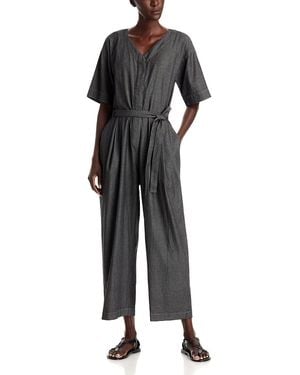 Eileen Fisher Cotton Belted Wide Leg Jumpsuit - Black